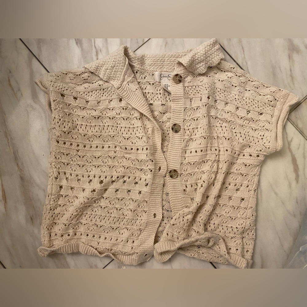 Cream Knit Button-Up Top